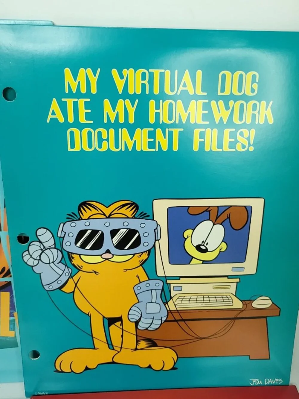 Lot of 6 Vintage Garfield Jim Davis School Folder Mead Paws Bad to the Bone Duh